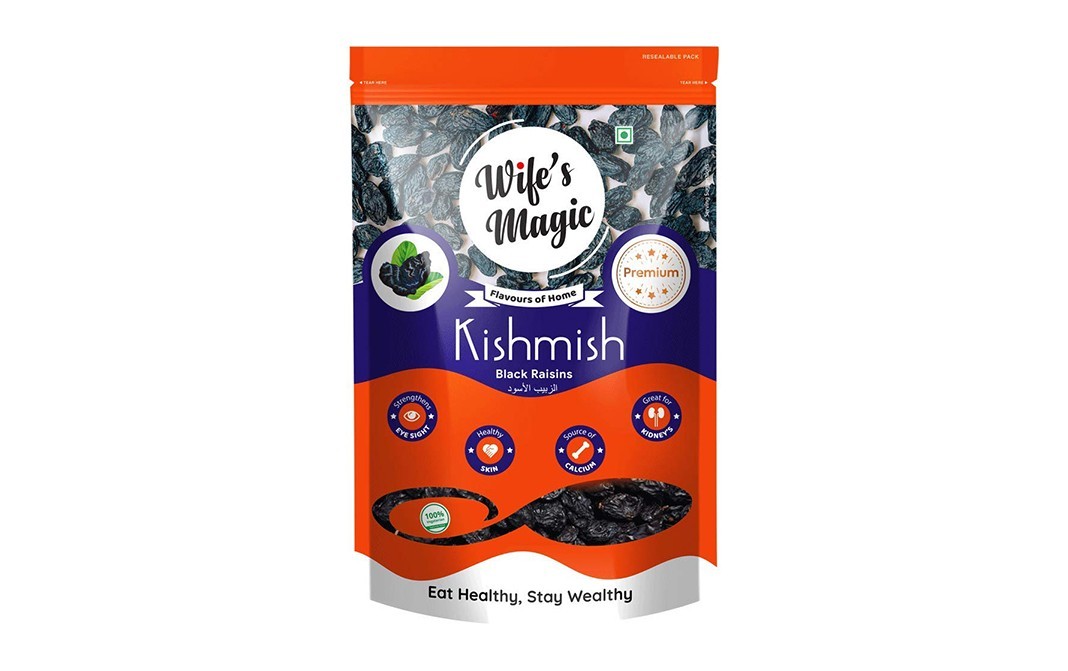 Wife's Magic Kishmish Black Raisins   Pack  500 grams